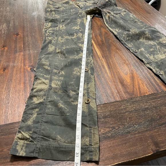 Vintage baggy cargo pants Y2K camo print rhinestones green gray 0 mid rise - Picture 11 of 15